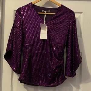 NWT Small Purple Grace Karin Peek-a-boo Shoulder Top